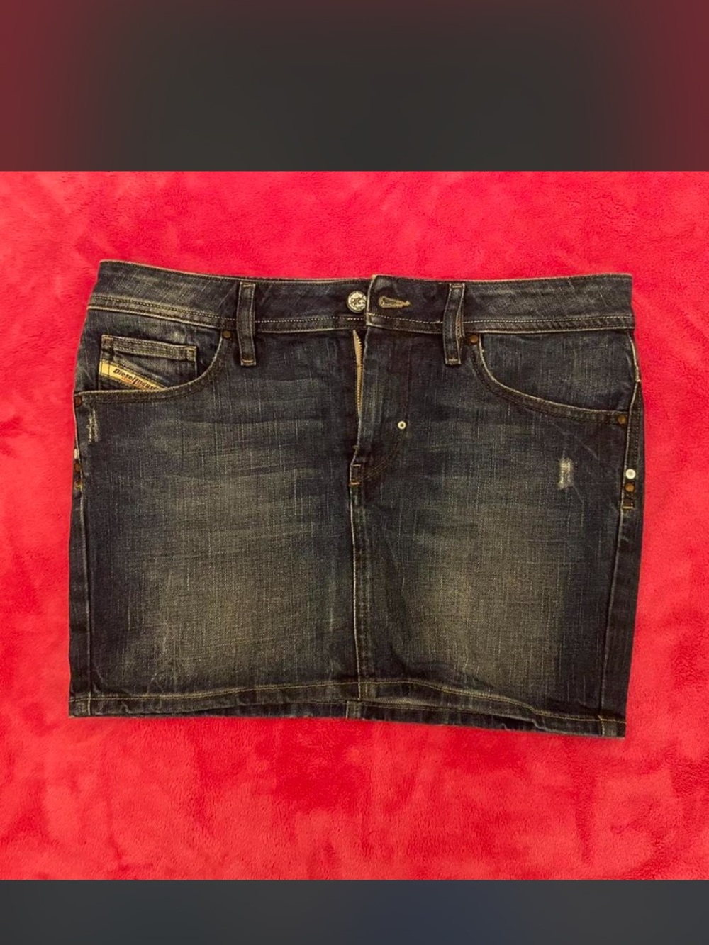 Diesel Women's Dark Blue Denim Mini Skirt late 2000s